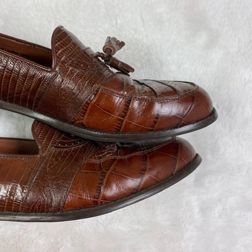 Stacy Adams Genuine Snake Skin & Leather Loafers,‎ size 10.5